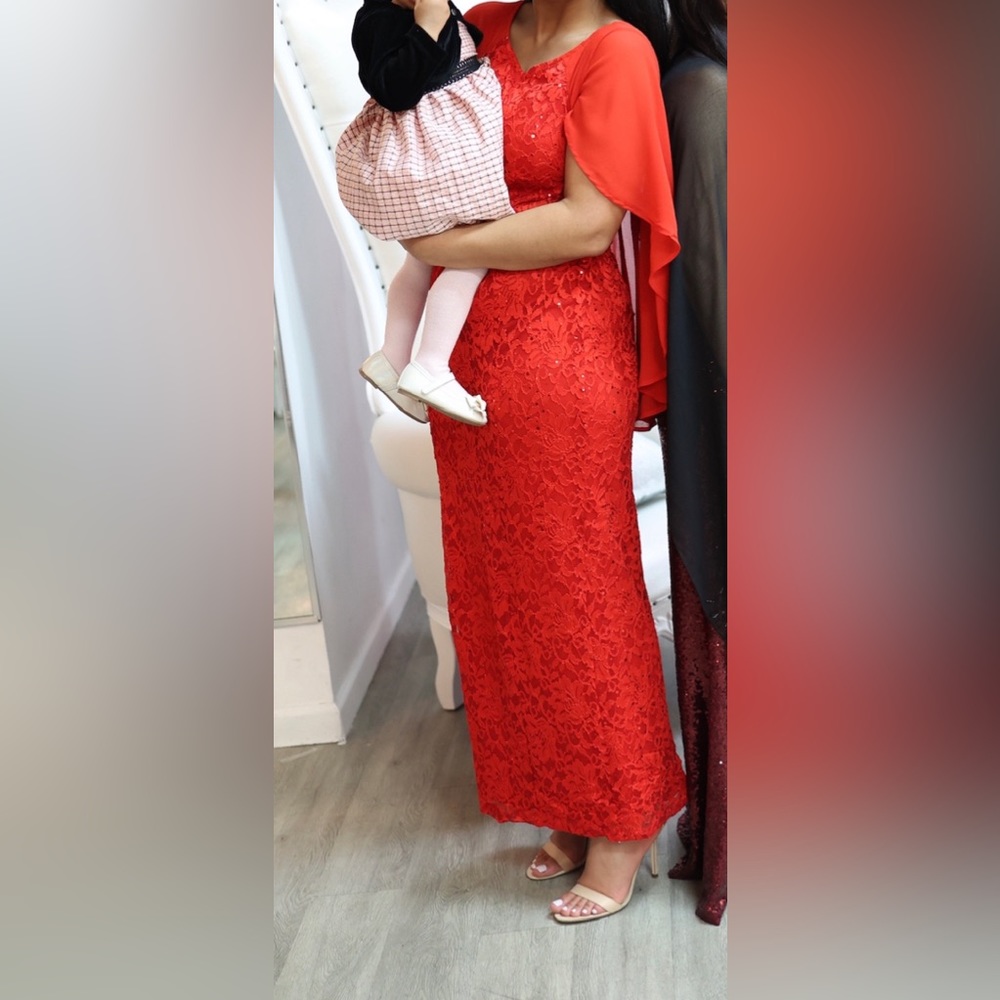 Long red dress